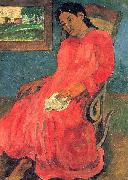 Paul Gauguin Frau im rotem Kleid oil painting reproduction